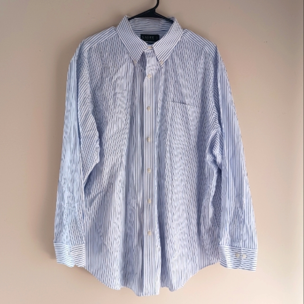 Lauren Ralph Lauren Blue Striped Men's Shirt 18 34/35